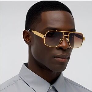 Mens Hip Hop‎ Sunglasses Square Brown Gradient Lens Textured Frame UV400 Lentes